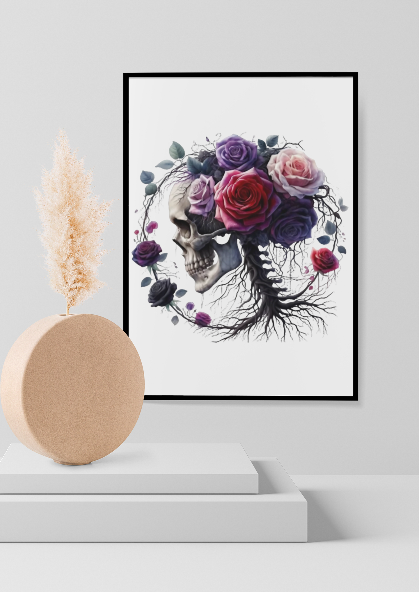 Floral Skull Framed poster - DarkSongWear