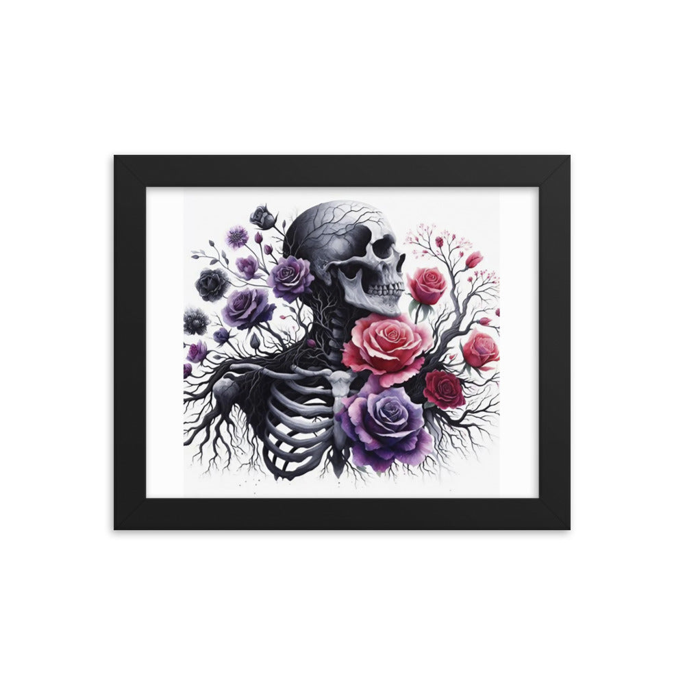 Floral Skeleton Framed poster - DarkSongWear