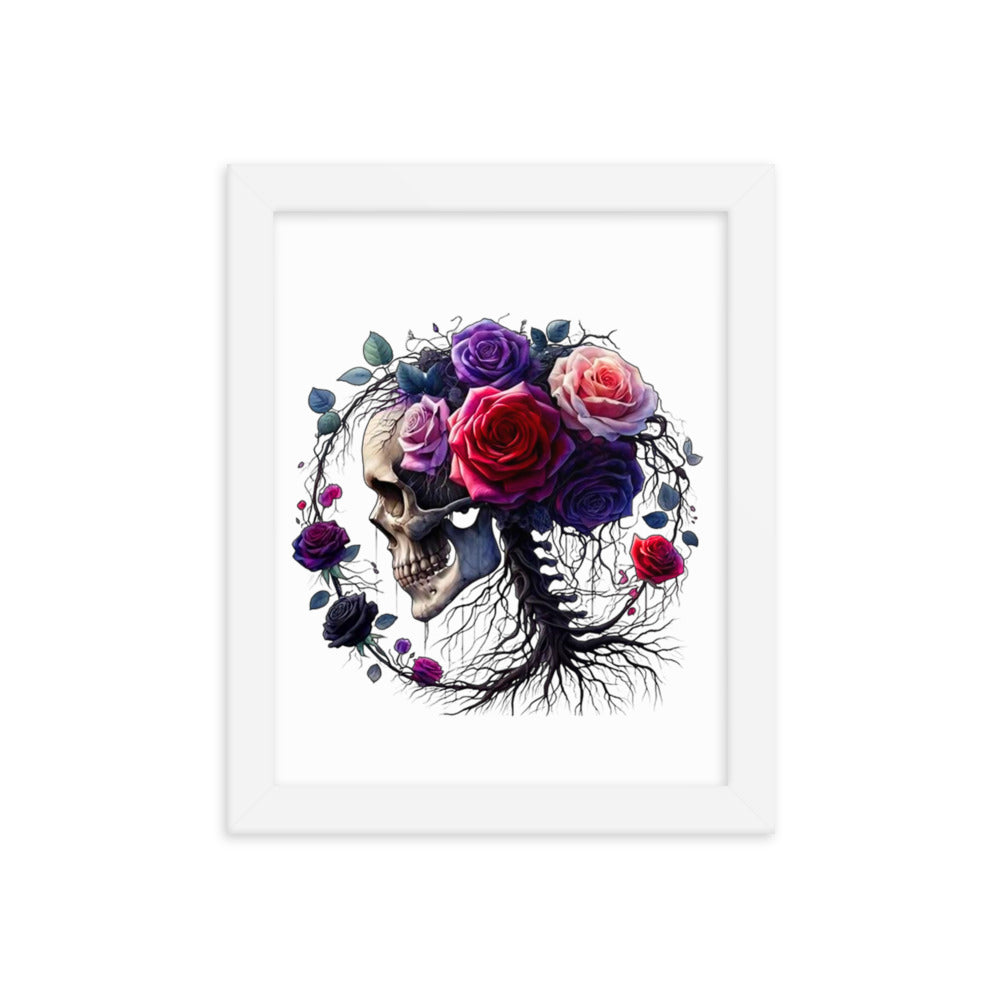 Floral Skull Framed poster - DarkSongWear