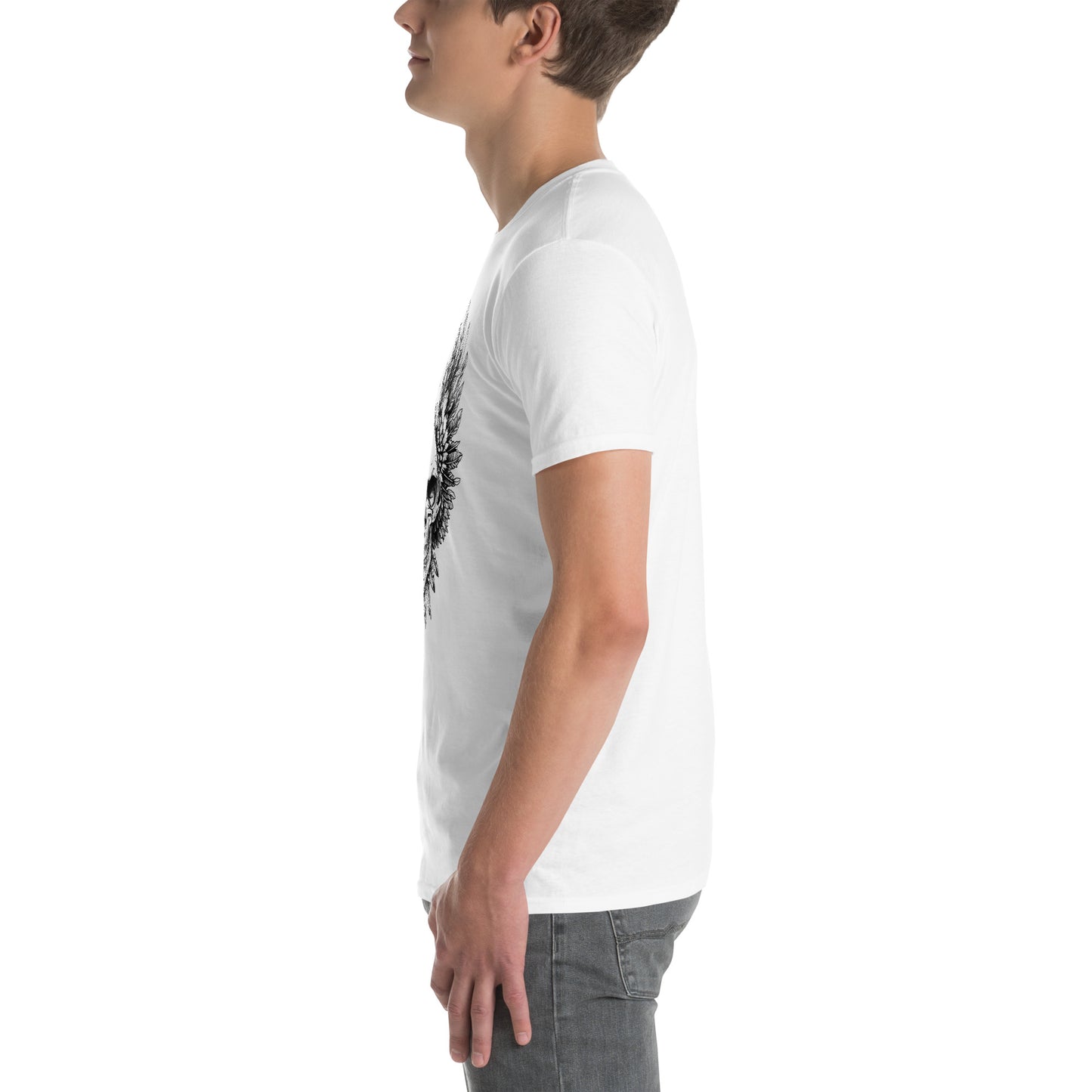 Feather Winged Skull White Short-Sleeve Unisex T-Shirt - DarkSongWear