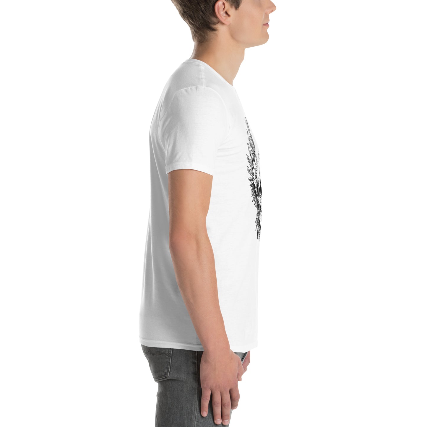 Feather Winged Skull White Short-Sleeve Unisex T-Shirt - DarkSongWear