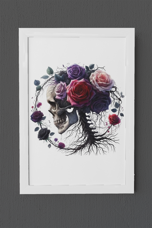 Floral Skull Framed poster - DarkSongWear