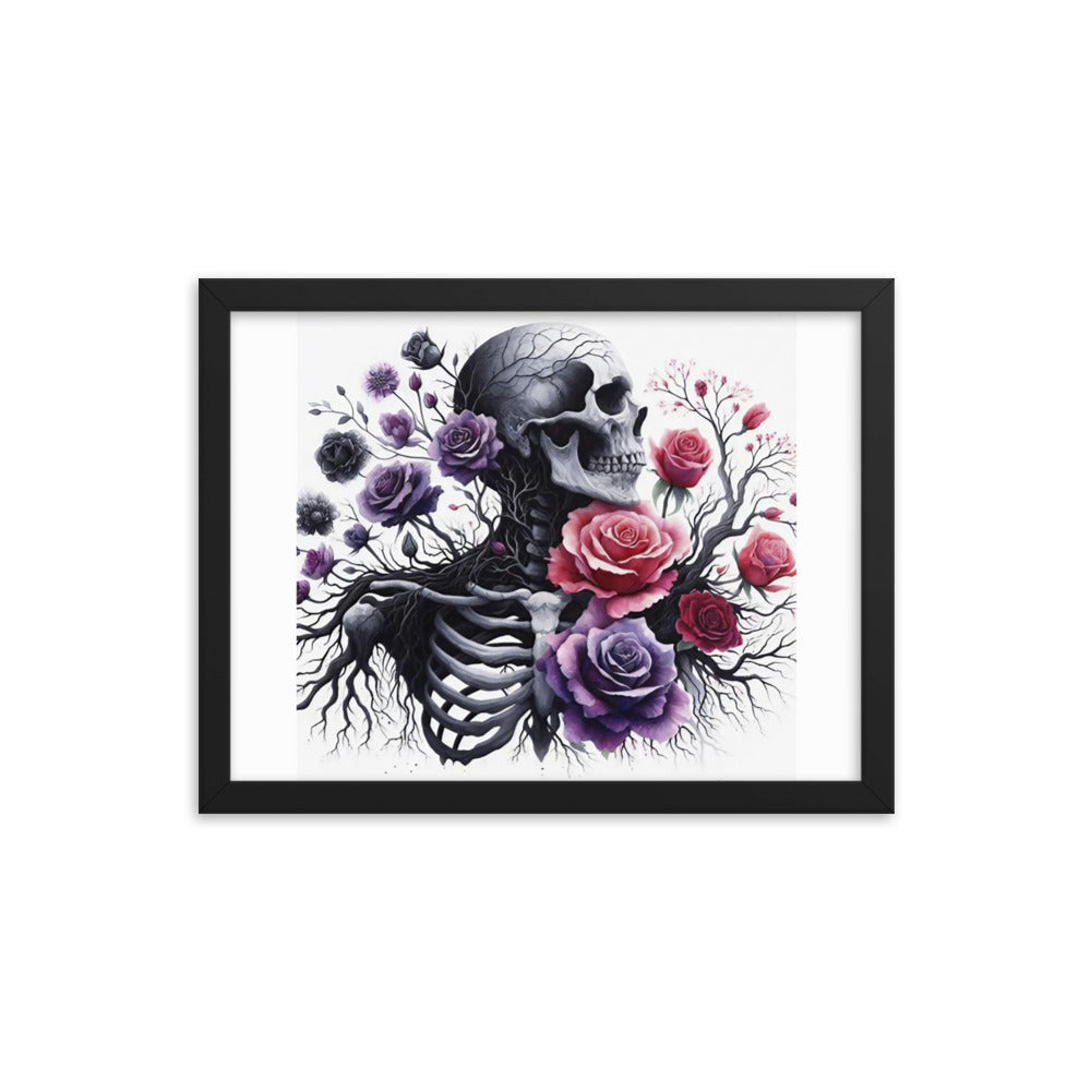 Floral Skeleton Framed poster - DarkSongWear