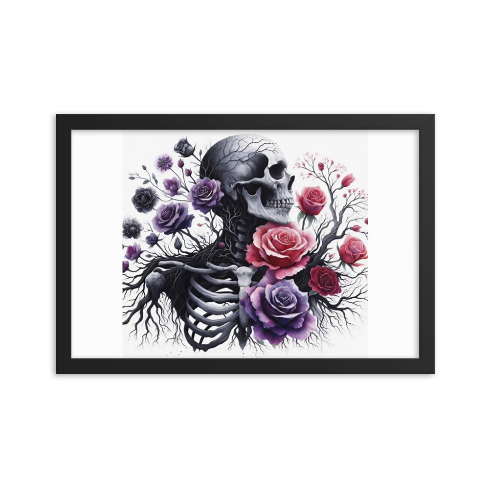 Floral Skeleton Framed poster - DarkSongWear