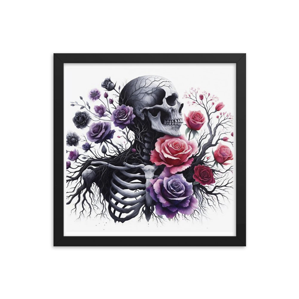 Floral Skeleton Framed poster - DarkSongWear
