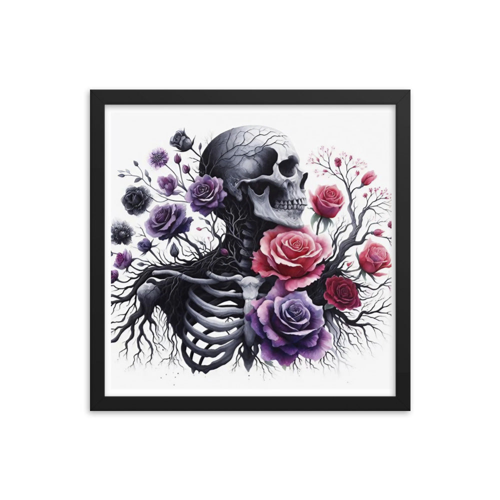 Floral Skeleton Framed poster - DarkSongWear