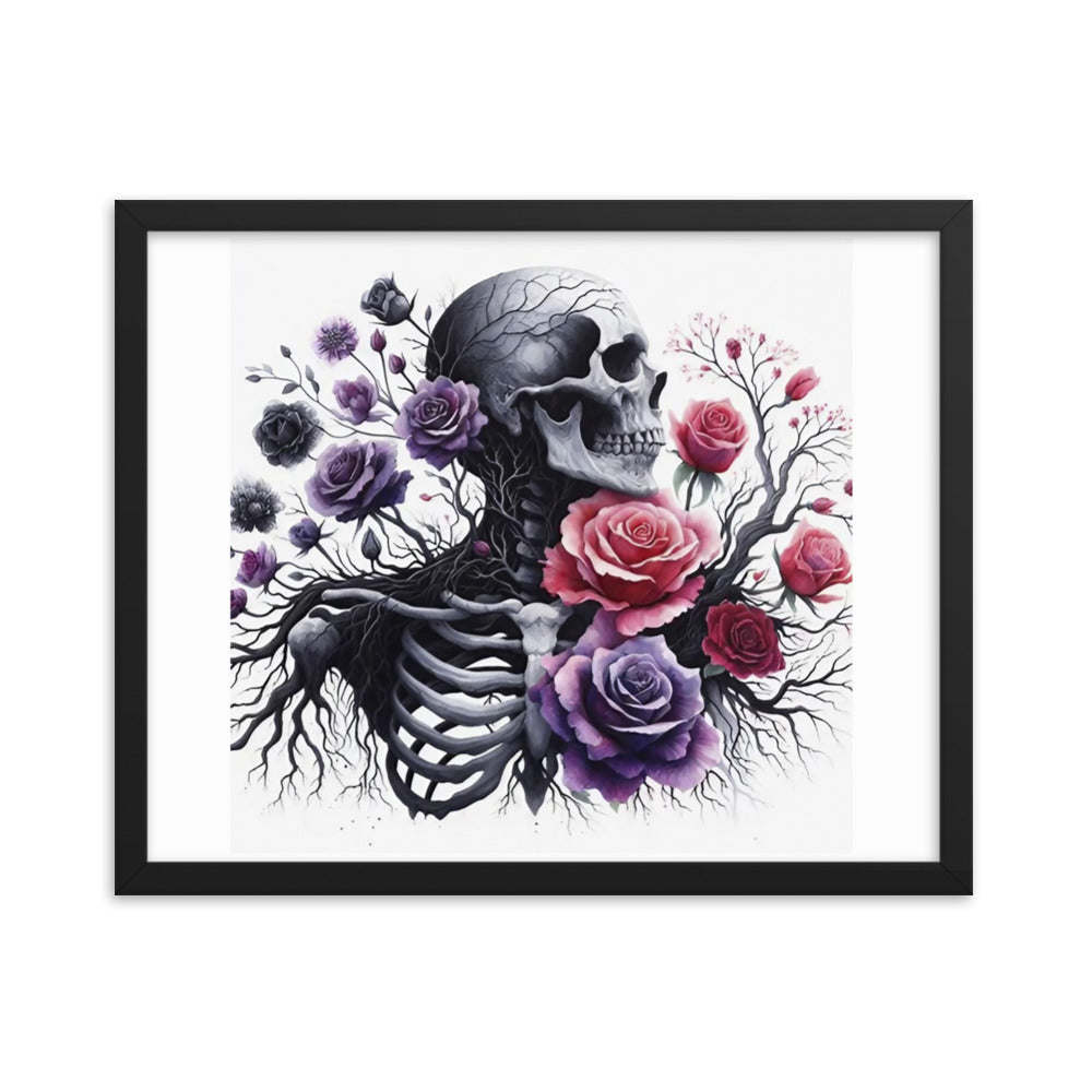 Floral Skeleton Framed poster - DarkSongWear