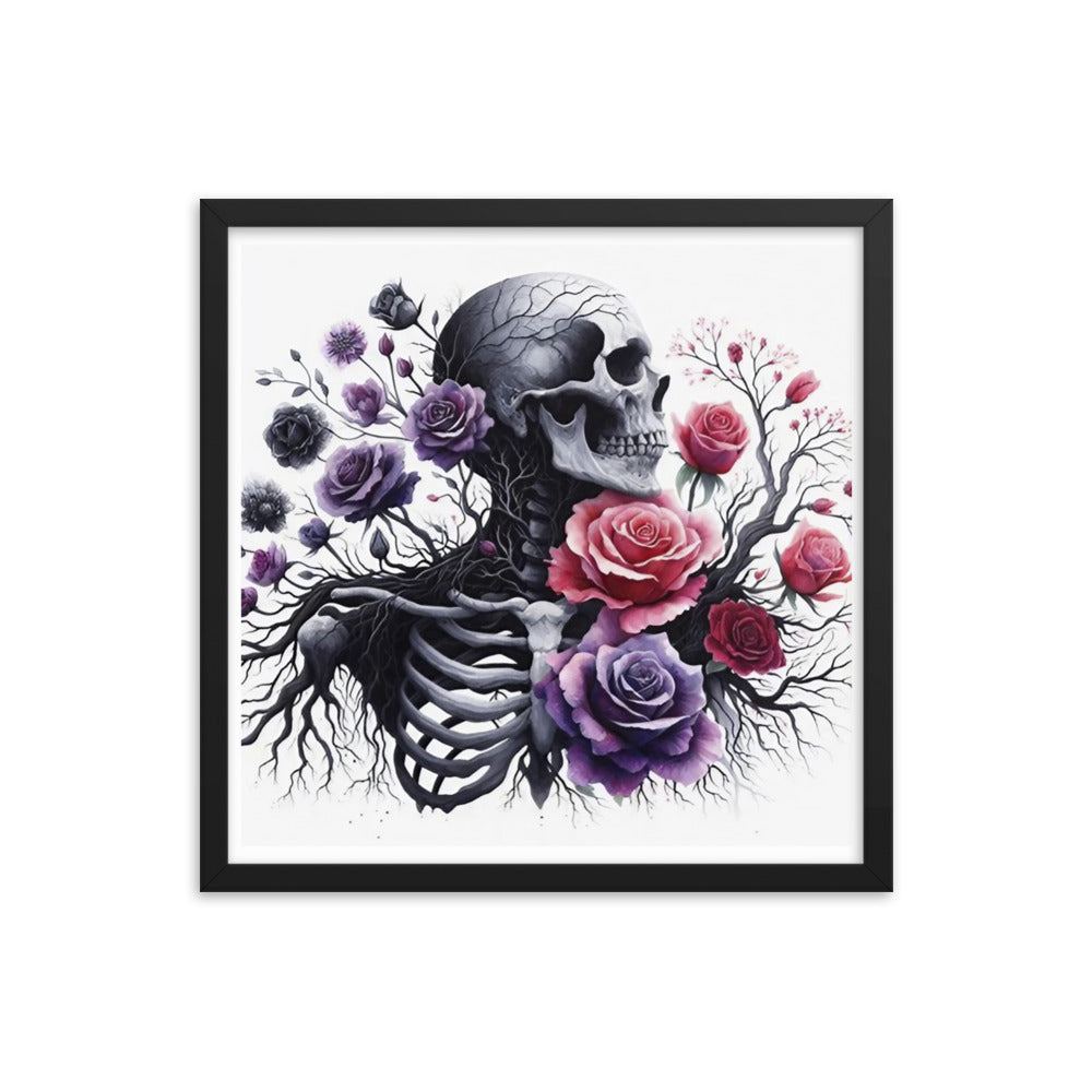 Floral Skeleton Framed poster - DarkSongWear