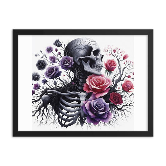 Floral Skeleton Framed poster - DarkSongWear