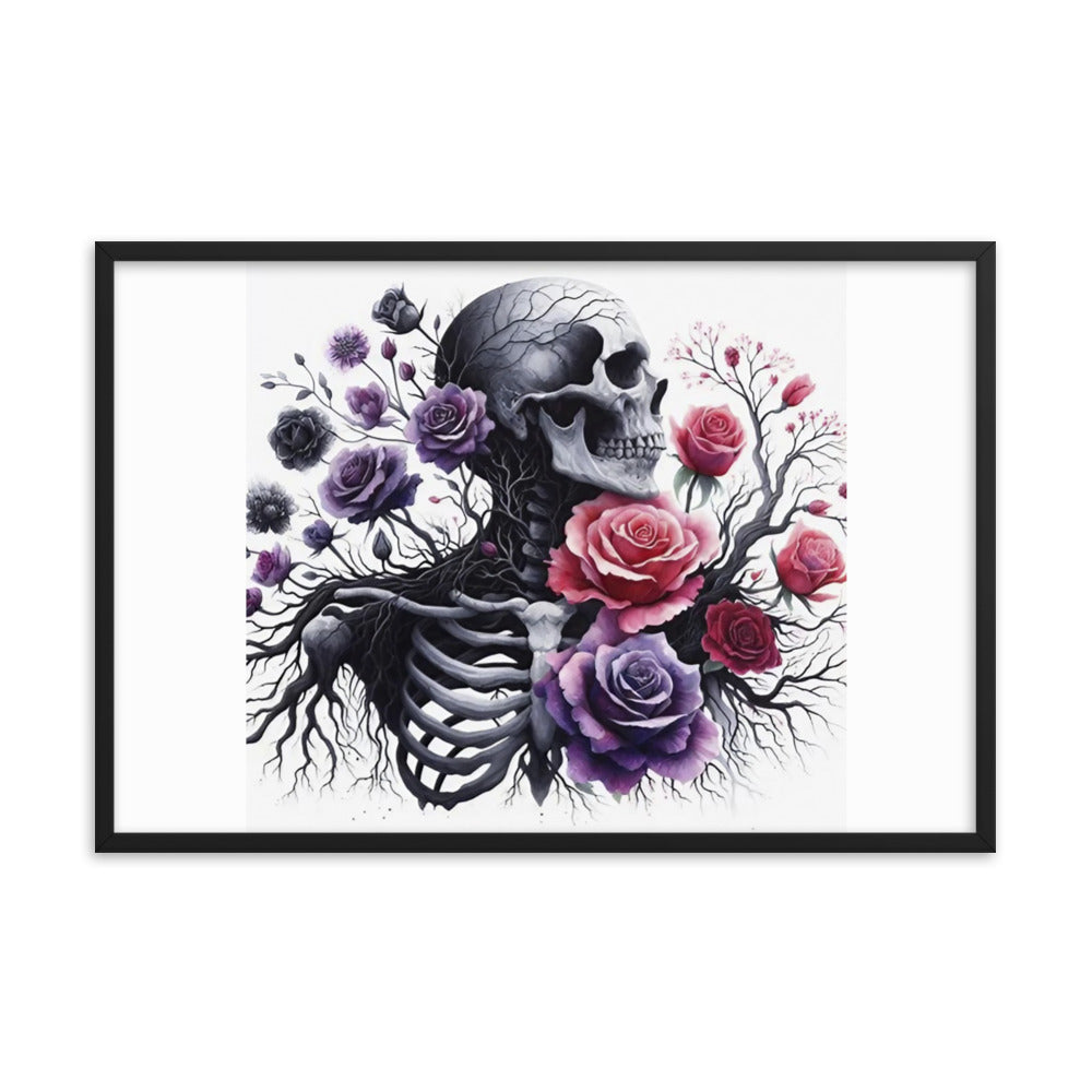 Floral Skeleton Framed poster - DarkSongWear