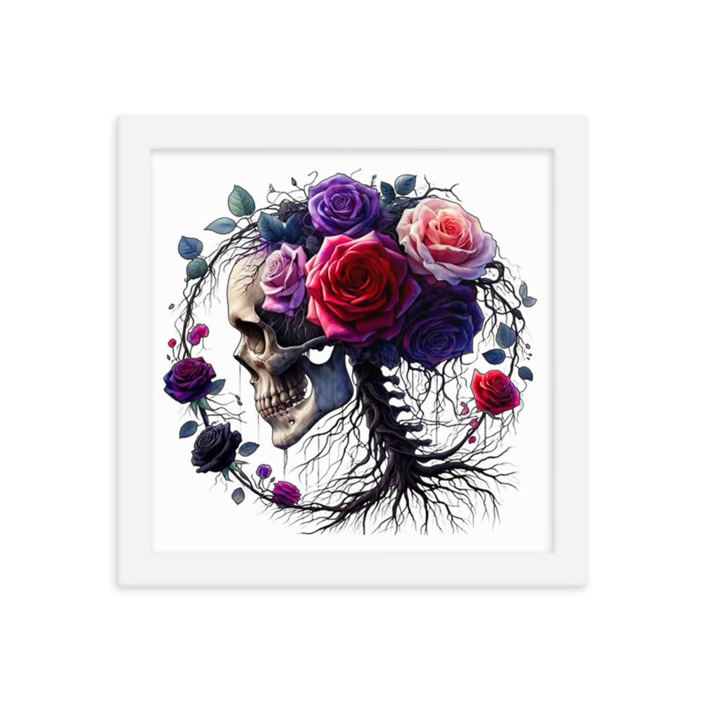 Floral Skull Framed poster - DarkSongWear