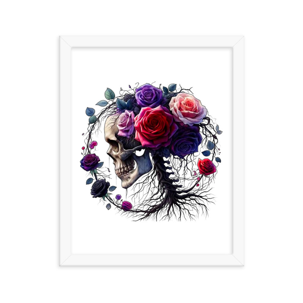 Floral Skull Framed poster - DarkSongWear