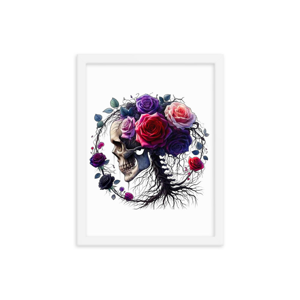 Floral Skull Framed poster - DarkSongWear