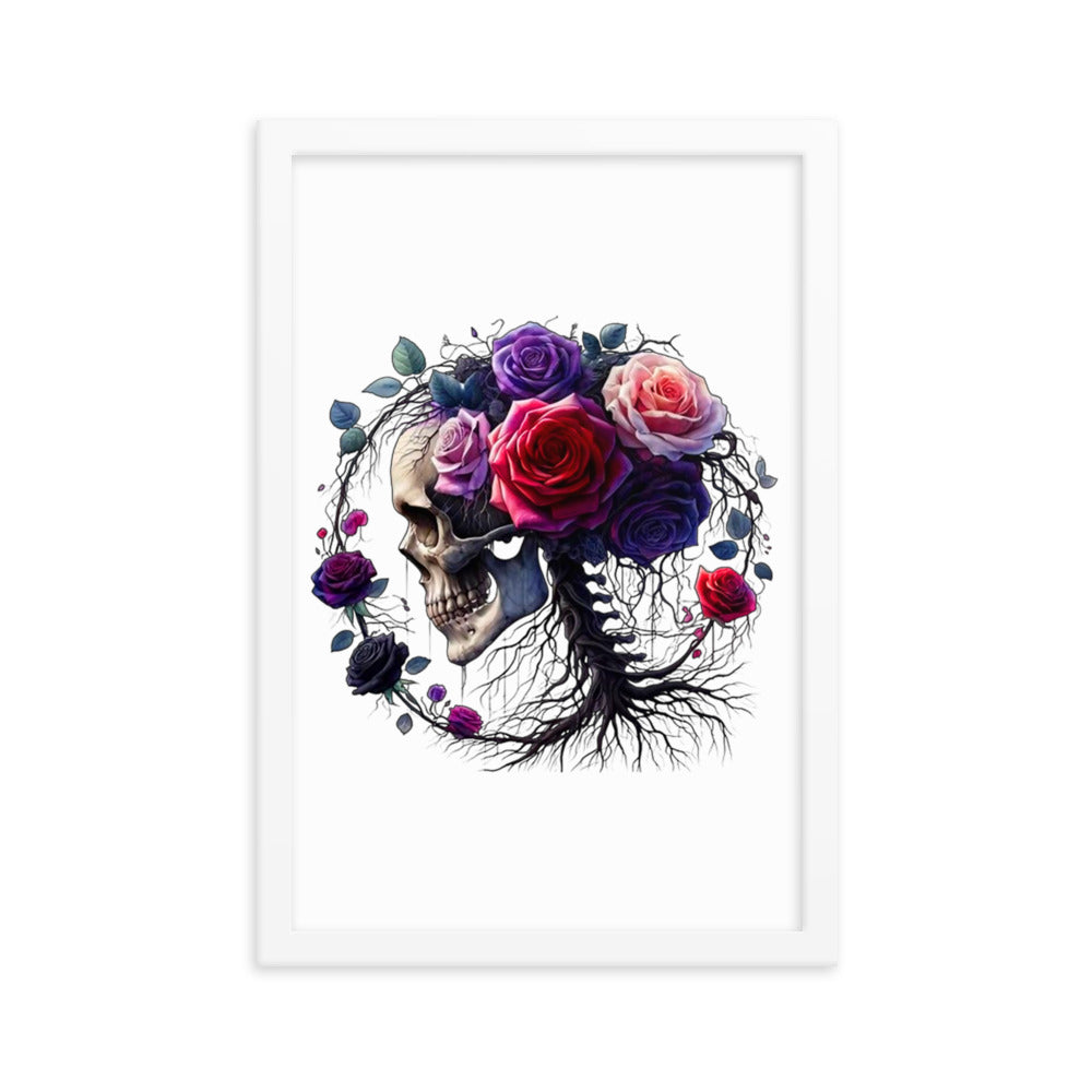 Floral Skull Framed poster - DarkSongWear