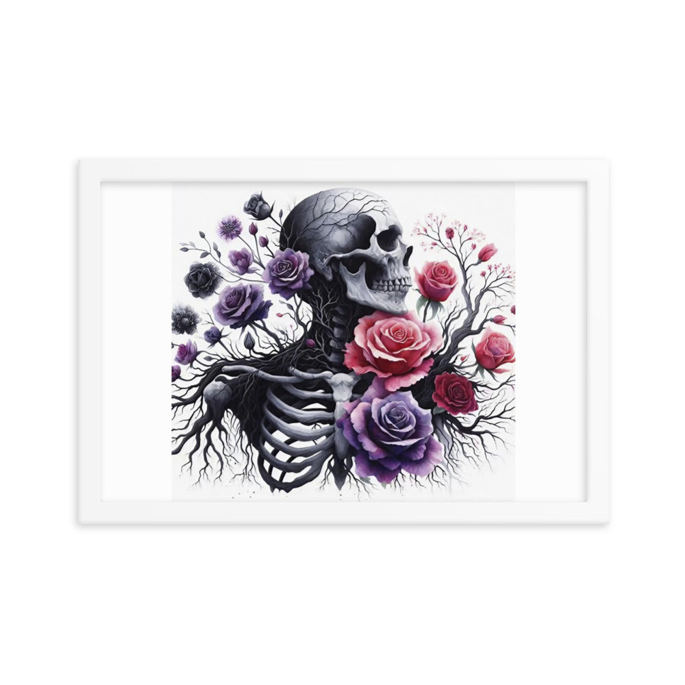 Floral Skeleton Framed poster - DarkSongWear