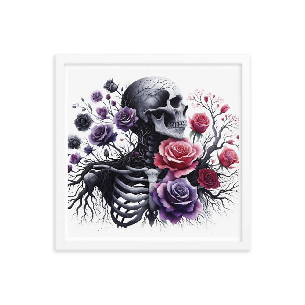 Floral Skeleton Framed poster - DarkSongWear