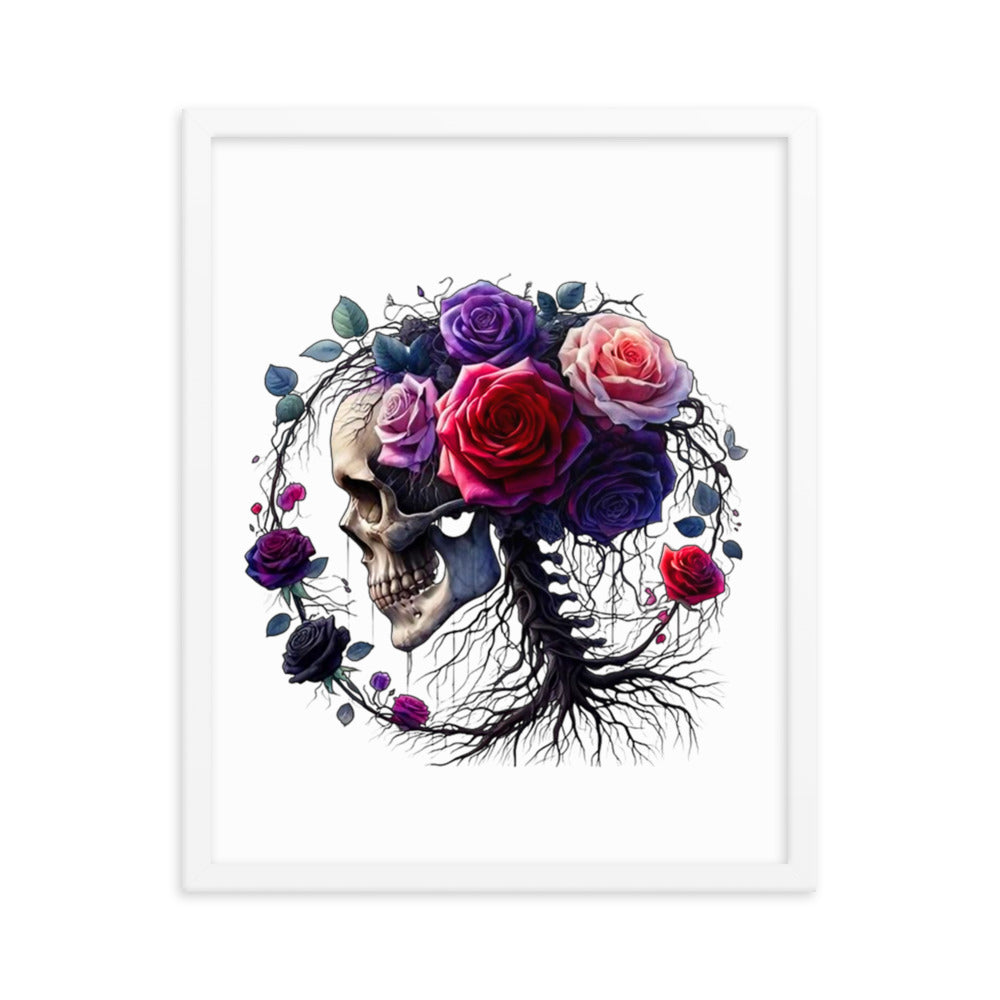 Floral Skull Framed poster - DarkSongWear