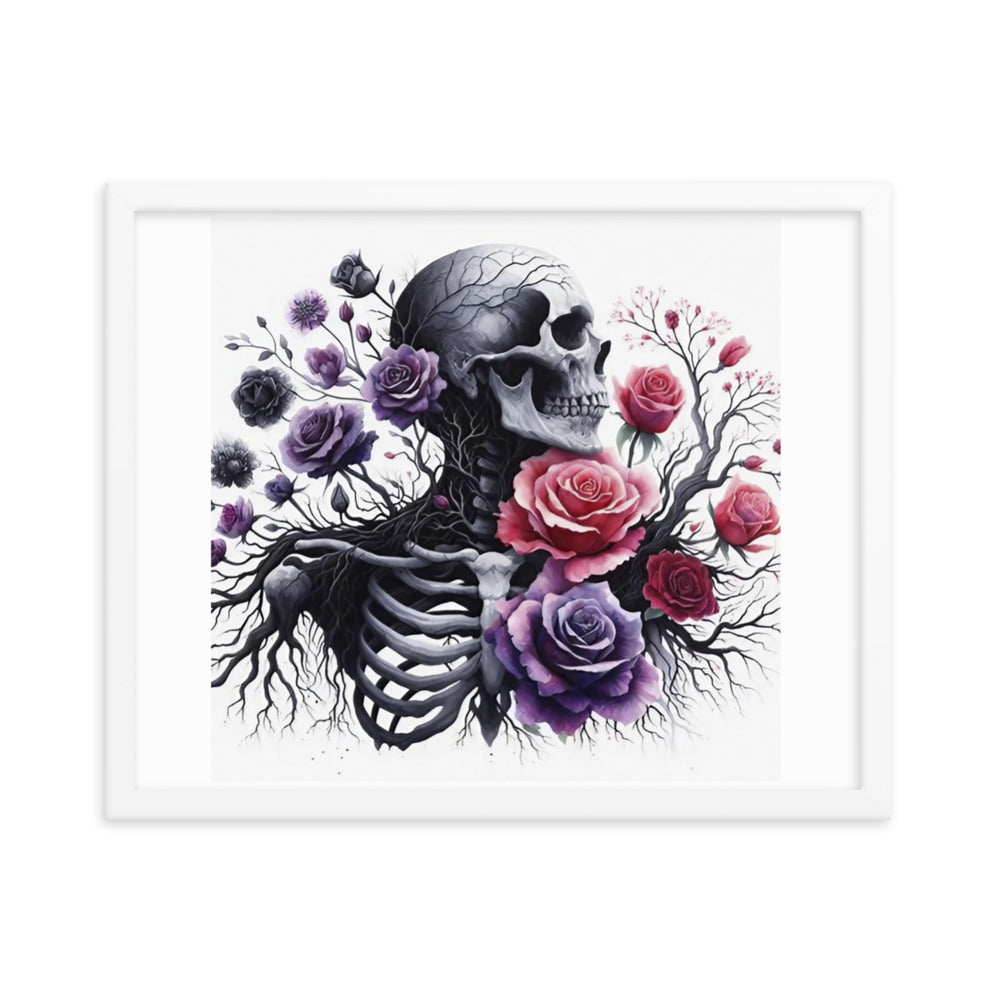 Floral Skeleton Framed poster - DarkSongWear