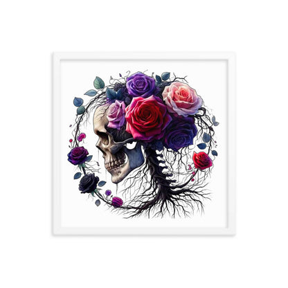Floral Skull Framed poster - DarkSongWear