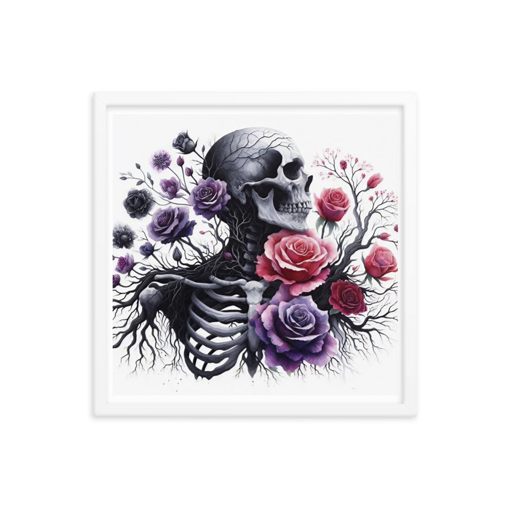 Floral Skeleton Framed poster - DarkSongWear