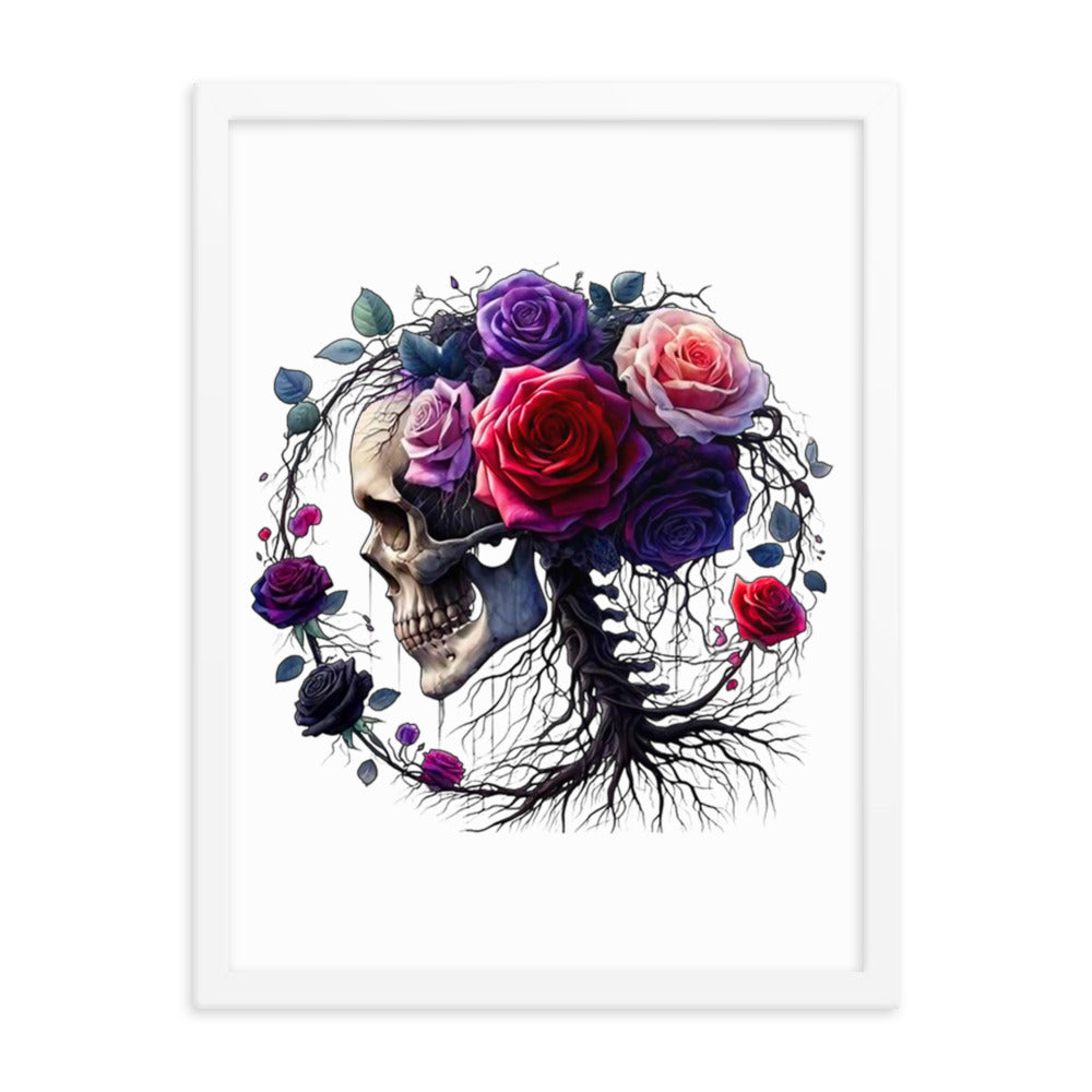 Floral Skull Framed poster - DarkSongWear