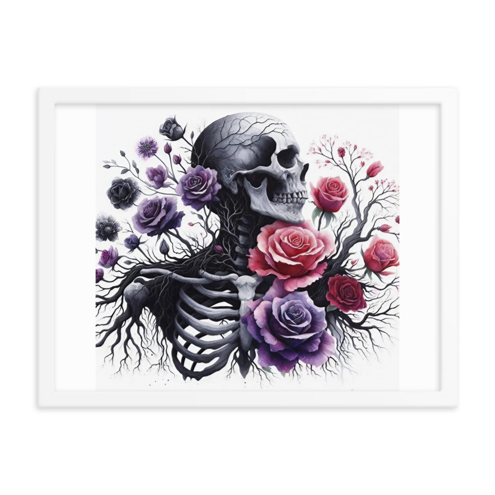 Floral Skeleton Framed poster - DarkSongWear