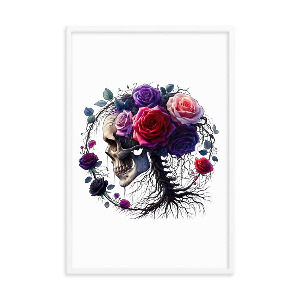 Floral Skull Framed poster - DarkSongWear