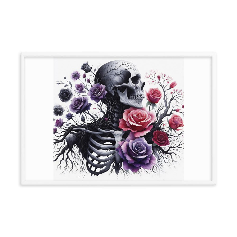 Floral Skeleton Framed poster - DarkSongWear
