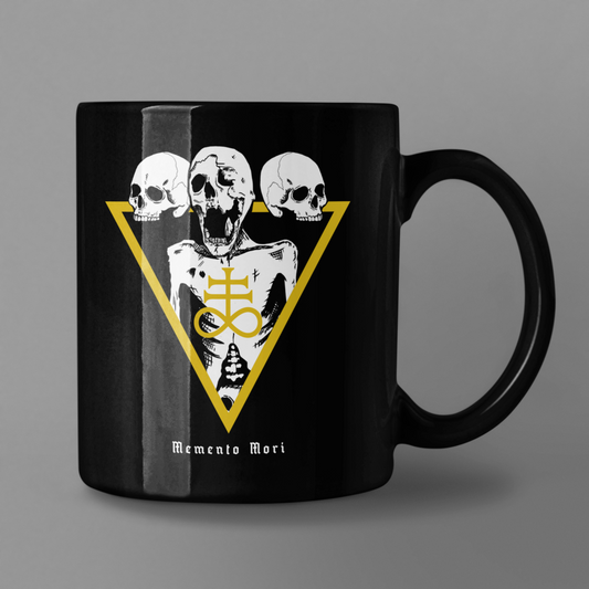 Memento Mori Black Glossy Mug - DarkSongWear