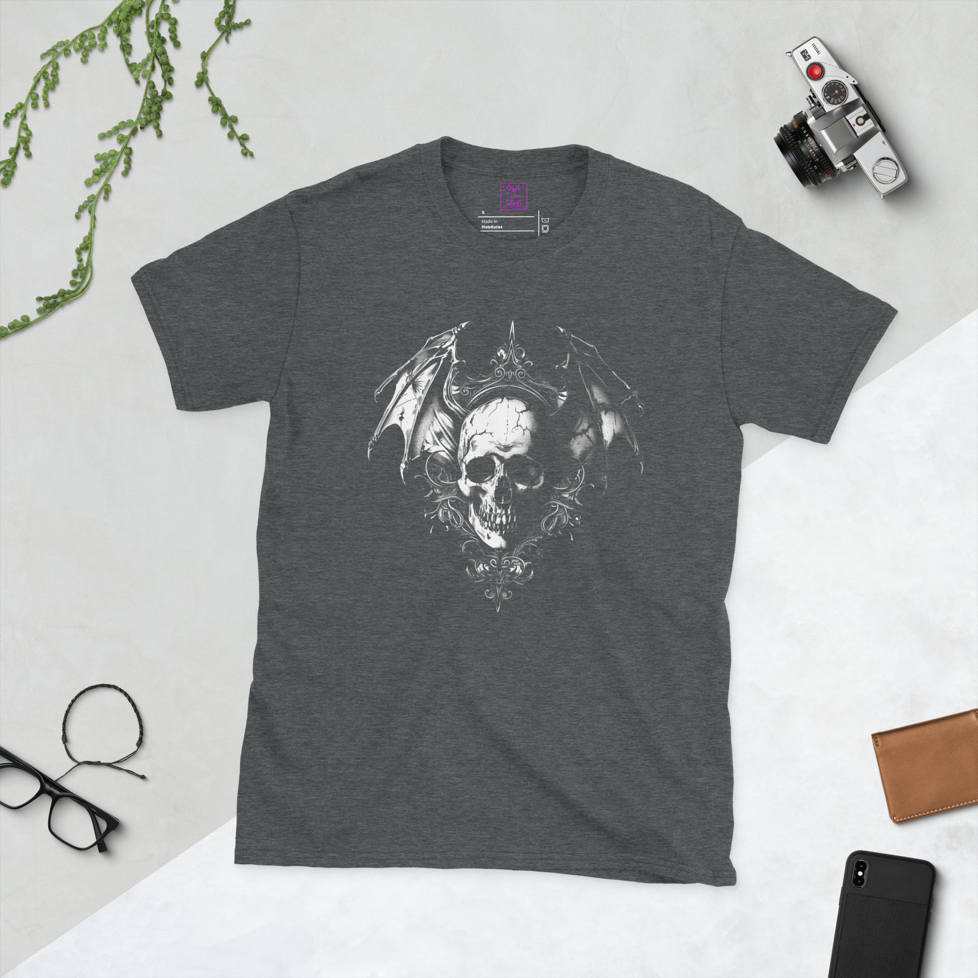 Gothic Bat Winged Skull Short-Sleeve Unisex T-Shirt - DarkSongWear