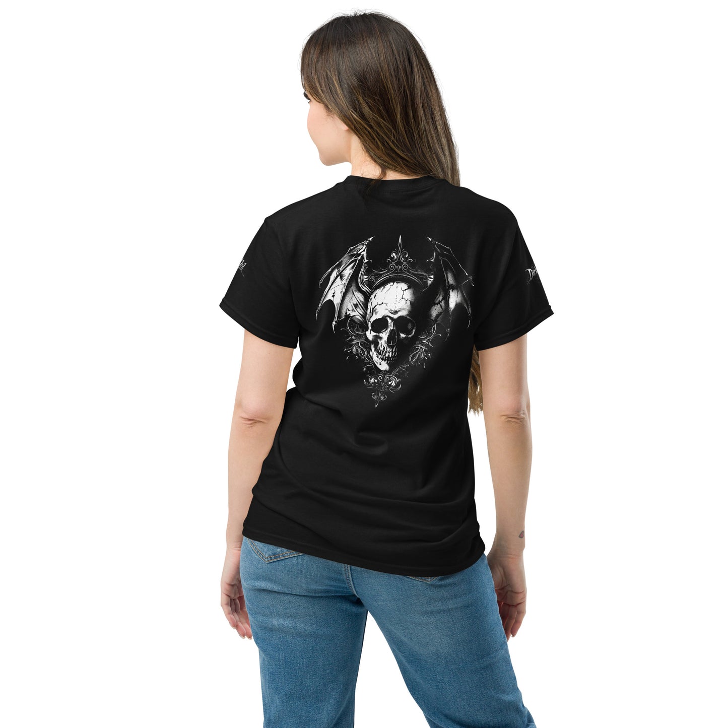 Gothic Bat Winged Skull Camiseta clásica unisex