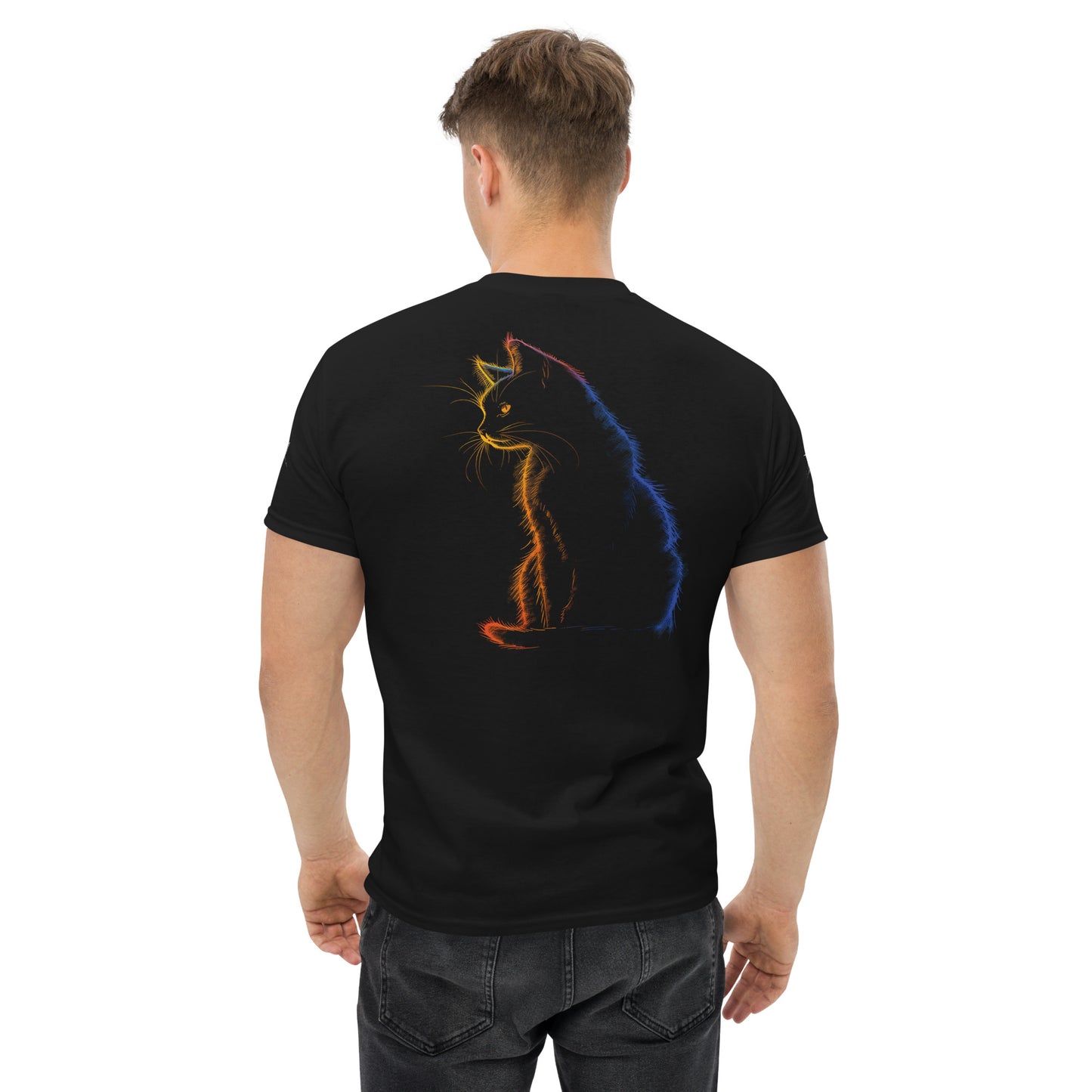 Neon Cat Camiseta negra clásica unisex