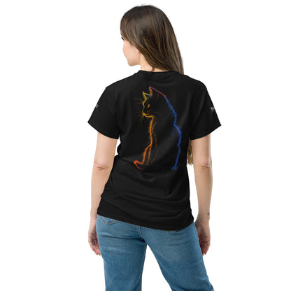 Neon Cat Camiseta negra clásica unisex