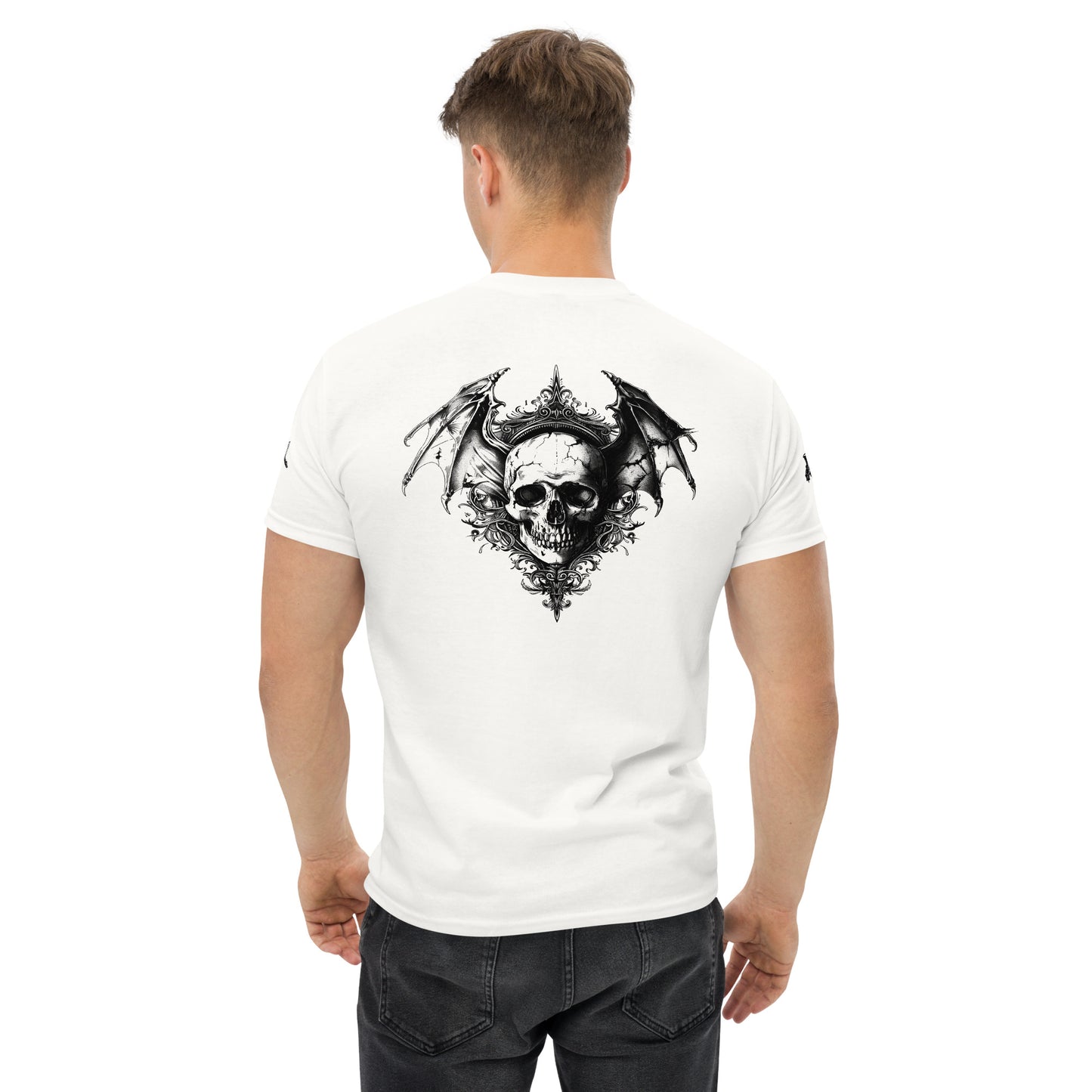 Gothic Bat Winged Skull Camiseta clásica unisex