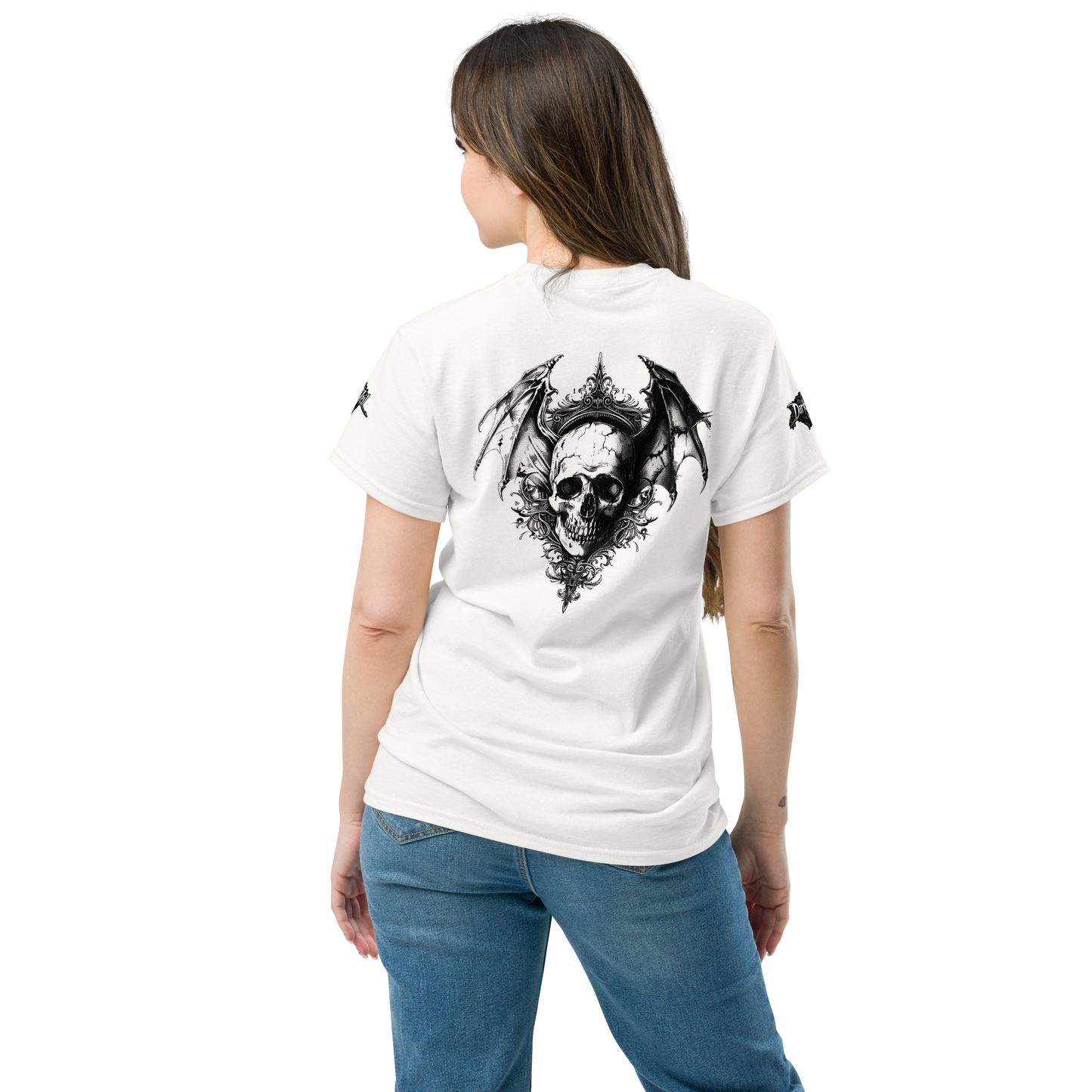 Gothic Bat Winged Skull Camiseta clásica unisex