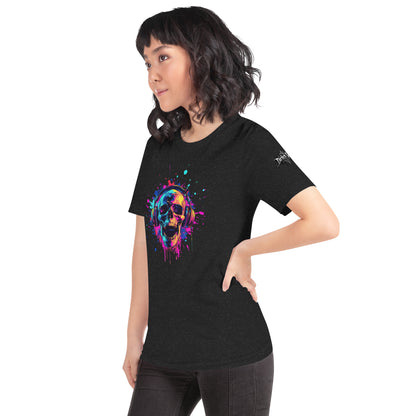Neon Splash Skull with headphones Unisex t-shirt