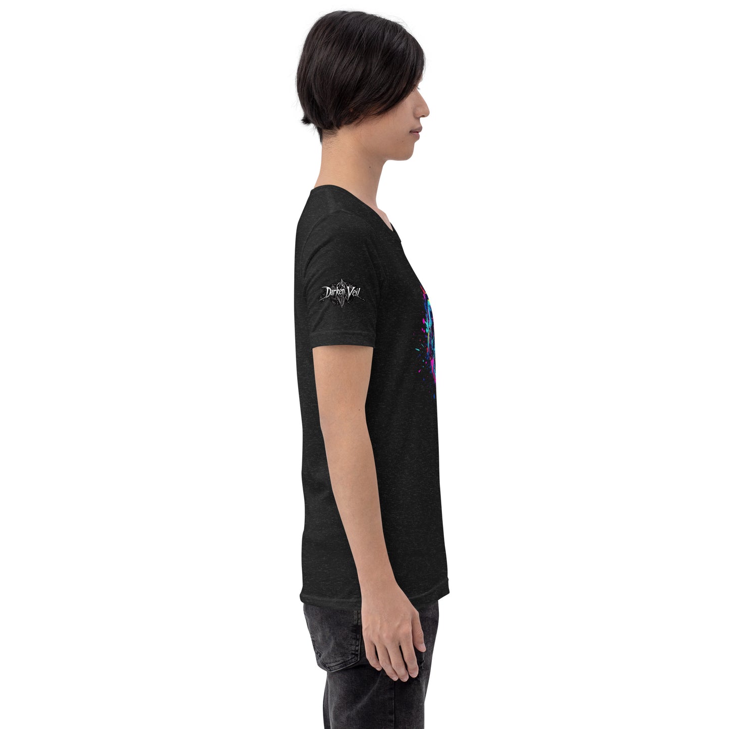 Neon Splash Skull with headphones Unisex t-shirt