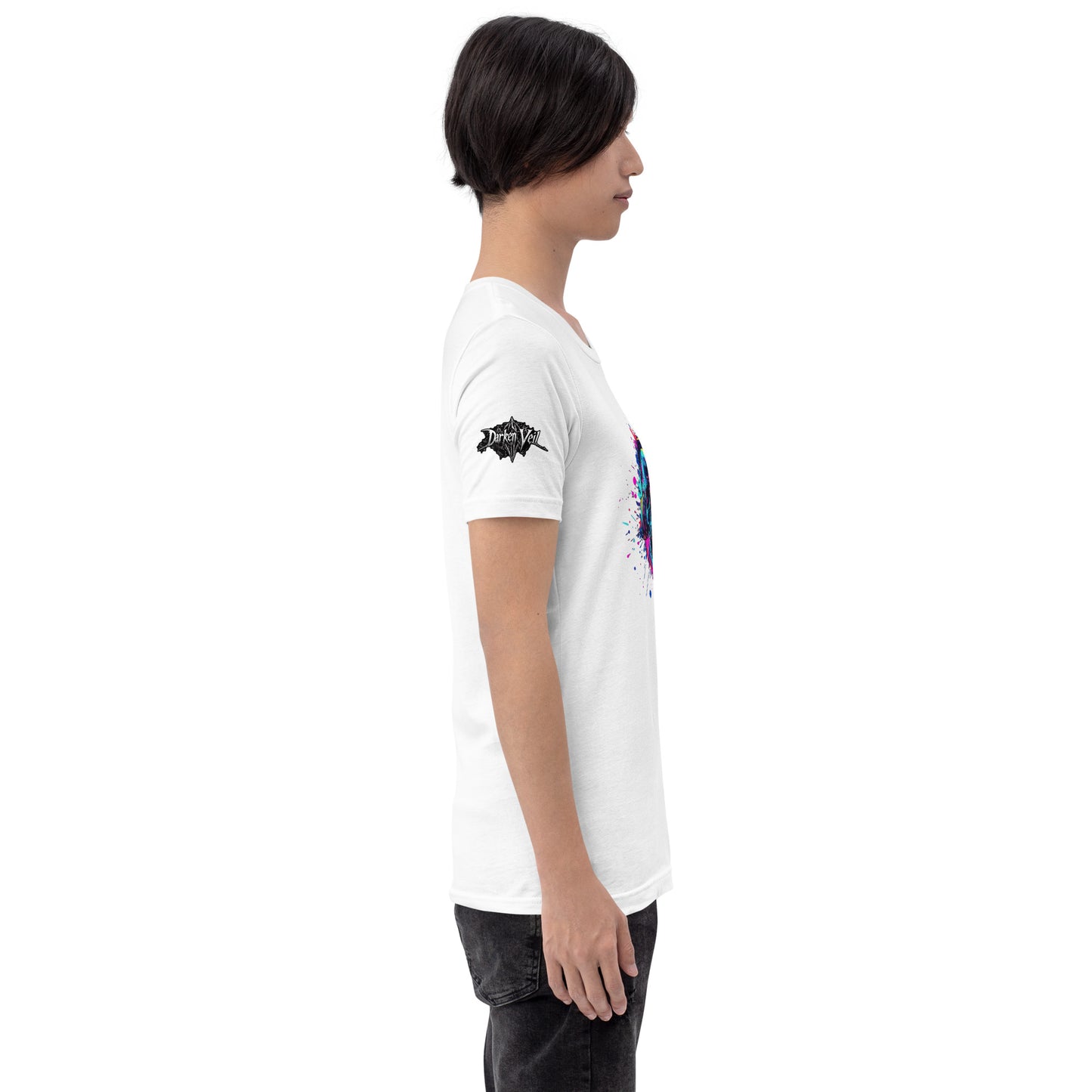 Neon Splash Skull with headphones Unisex t-shirt