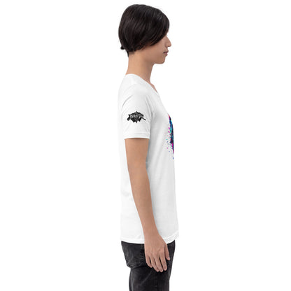 Neon Splash Skull with headphones Unisex t-shirt